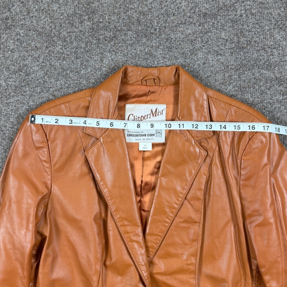 VTG Clipper Mist Genuine Leather Blazer Jacket Women’s L Tan Rust Retro 70s 80s - Picture 10 of 15